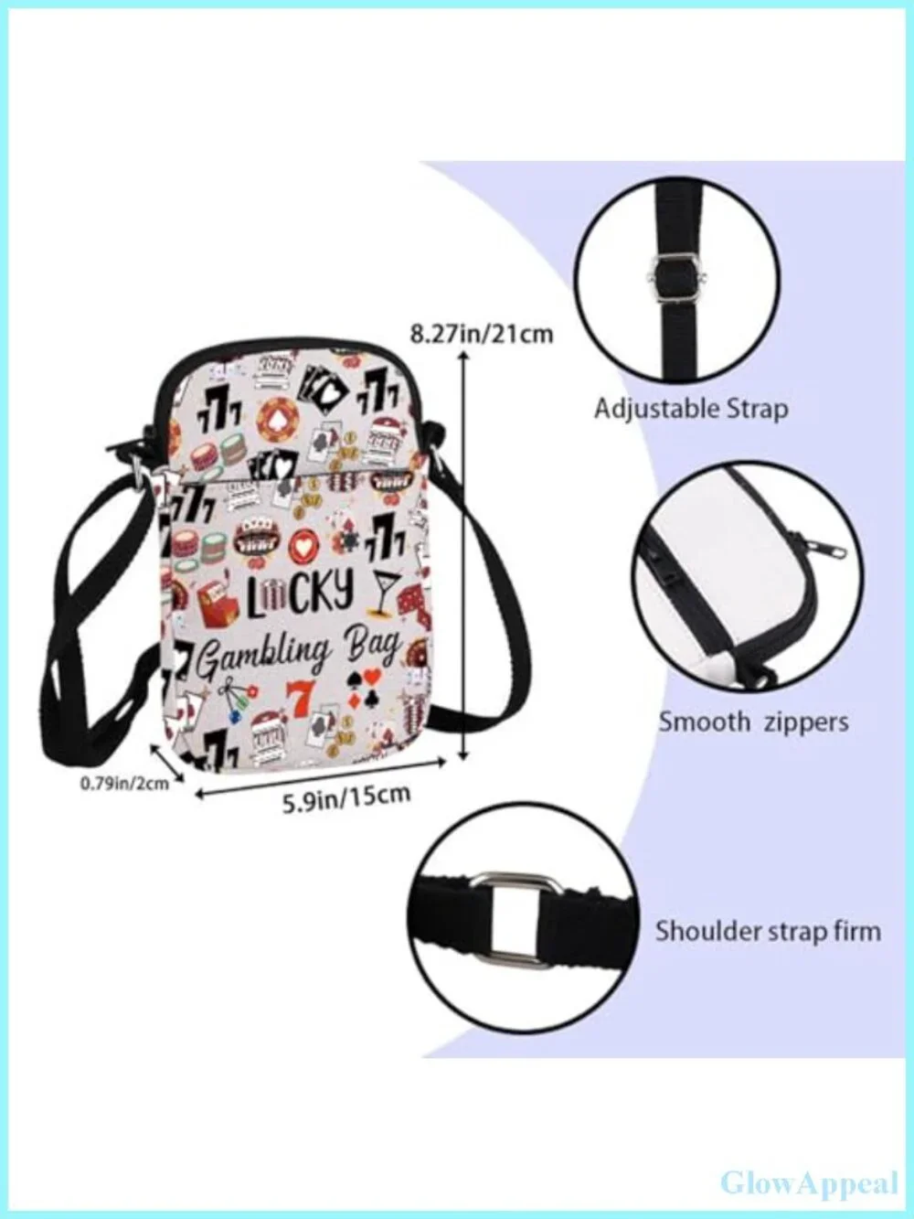 Waterproof Polyester Messenger Crossbody Bag Gambling Gift Poker